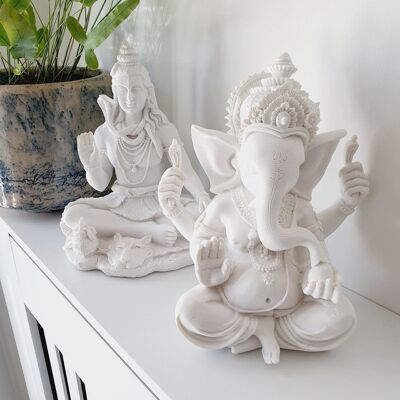 Estatua de Lord Ganesh en blanco puro - Grande