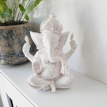 Statue du Seigneur Ganesh en Blanc Pur - Grand 3