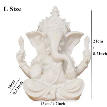 Statue du Seigneur Ganesh en Blanc Pur - Grand 4