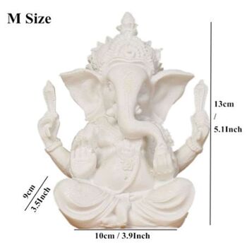 Statue du Seigneur Ganesh en Blanc Pur - Grand 5