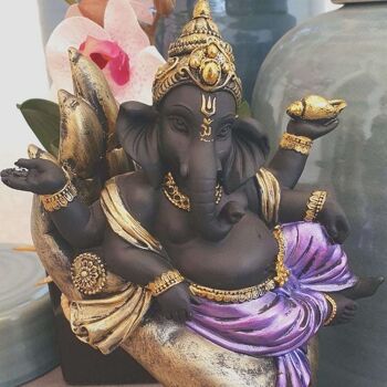 Statue de Ganesh noir couché dans la main 4