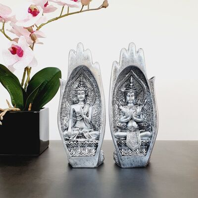 Namaste Yoga Hände Skulptur – Metallic – Silber