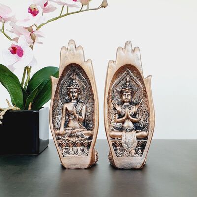 Namaste Yoga Hands Sculpture - Metallic - Copper
