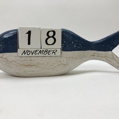 Calendario de peces azul / blanco 11x30 cm (no7) (VE 6)