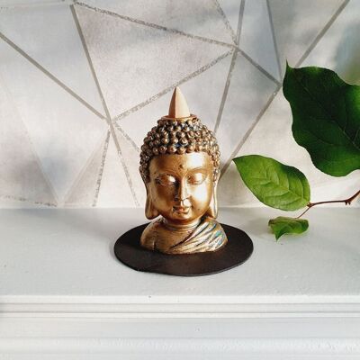 Quemador de reflujo de cabeza de Buda de bronce