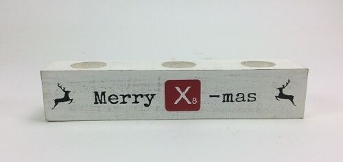 Kerst wachinelicht kaarsenhouder 6x6x30 cm Merry X-mas / Happy NY (VE 2)