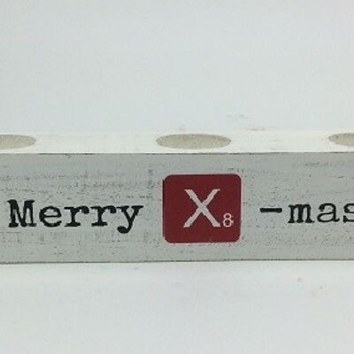 Portacandela natalizio 6x6x30 cm Merry X-mas / Happy NY (PU 2)