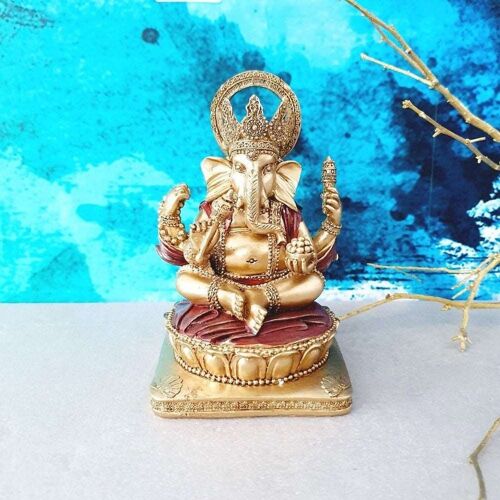 Sitting Gold Ganesh Statue