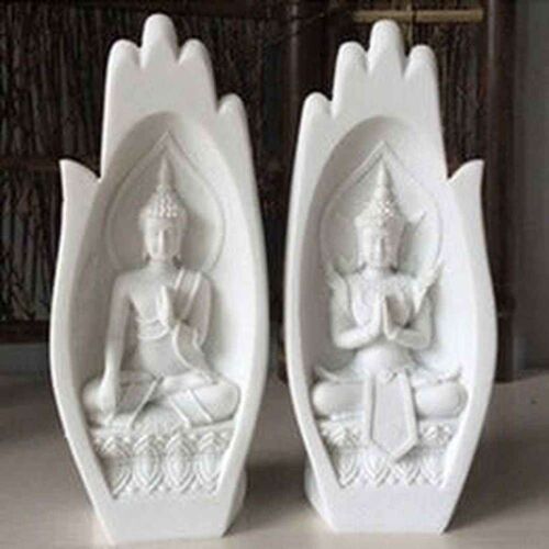 Namaste Yoga Hands Sculpture - White or Natural - White