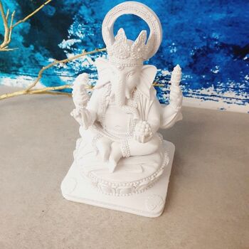 Statue de Ganesh assis blanc 1