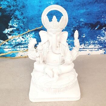 Statue de Ganesh assis blanc 2