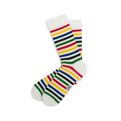Colorful Striped Bauhaus Socks White 40-44
