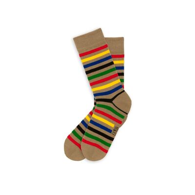 Colorful Striped Bauhaus Socks Camel 36-40