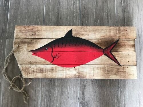 Sloophout met Vis in de kleur rood 20x48 cm (VE 6)
