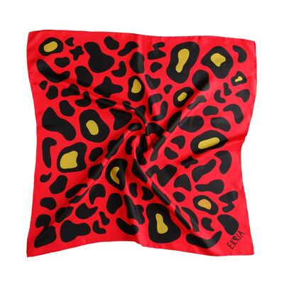 Animal Print Scarf Red 25x25 cm