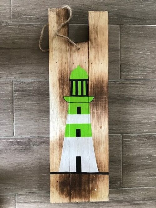 Sloophout met Vuurtoren groen 15x50 cm (VE 6)