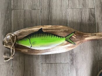 Pagaie Scrapwood avec Fish green 15x50 cm (VE 6)