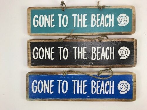 Tekstbord Gone to the Beach ca 46x12x1,8 cm (VE 6)