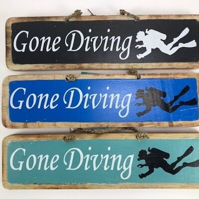 Tableau de texte Gone Diving environ 46x12x1.8 cm (UE 6)