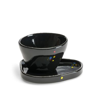 Coffee Cup With Plate Black