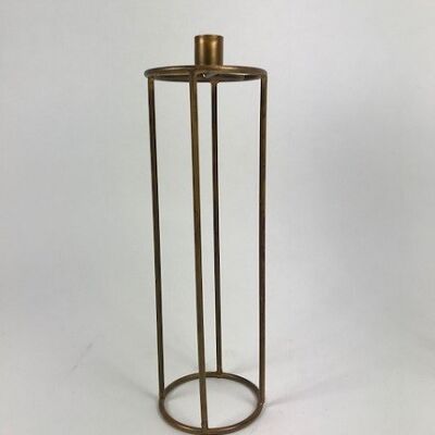 Holder for dinner candle. Made of gold-colored metal, 30 cm high
