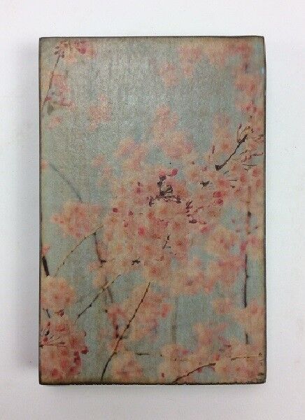 Bonito bloque decorativo de madera 10x15 cm con flores de cerezo (VE 2)
