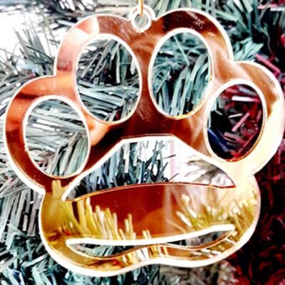 Dogs Paw Christmas Bauble - 3mm Black Acrylic