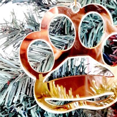 Dogs Paw Christmas Bauble - 3mm Black Acrylic