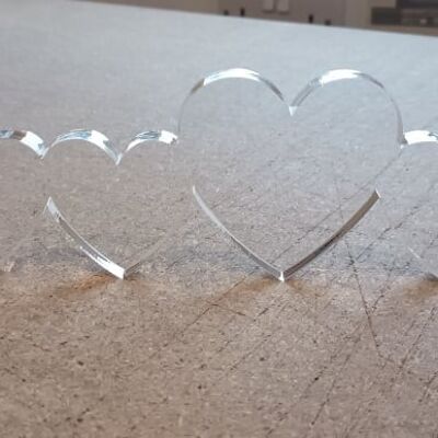 Family of Hearts Freestanding - 4 Hearts (1 Big Heart & 3 Small) - 10mm Clear Acrylic