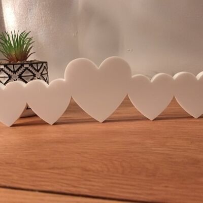 Family of Hearts Freestanding - 5 Hearts (1 Big Heart & 4 Small) - 10mm White Acrylic