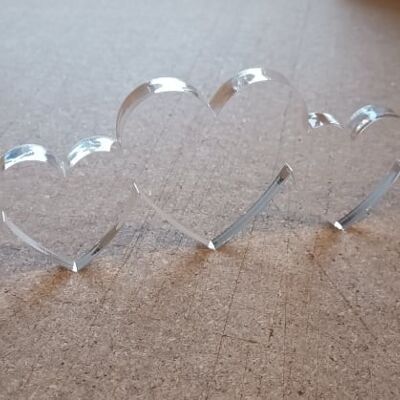 Family of Hearts Freestanding - 5 Hearts (1 Big Heart & 4 Small) - 10mm Clear Acrylic
