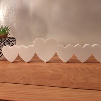 Family of Hearts Freestanding - 6 Hearts (1 Big Heart & 5 Small) - 10mm White Acrylic