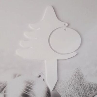 Christmas Tree Stake & Bauble - 3mm White Acrylic