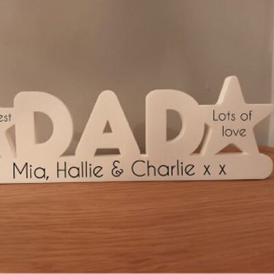 Freestanding Dad With 2 Stars VERSION 2 - 10mm White Acrylic