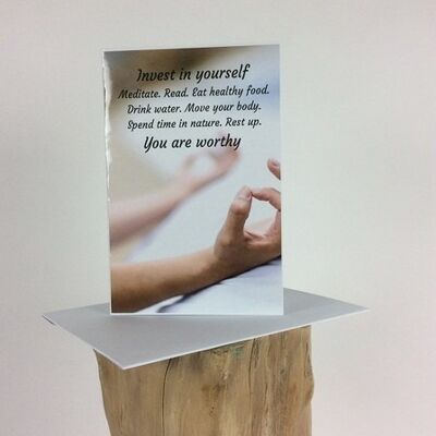 Postkaart dubbel inclusief envelop Invest in yourself (VE 10)