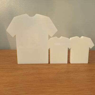 Family of Shirts Freestanding - 3 Shirts (1 Big Shirt & 2 Small) - 10mm Clear Acrylic