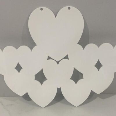 Hanging Family of Hearts 3mm Acrylic - 10 Hearts (1 Big Heart & 9 Small Hearts) - 3mm White