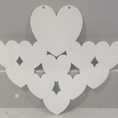 Hanging Family of Hearts 3mm Acrylic - 11 Hearts (1 Big Heart & 10 Small Hearts) - 3mm White