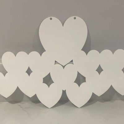 Hanging Family of Hearts 3mm Acrylic - 12 Hearts (1 Big Heart & 11 Small Hearts) - 3mm White