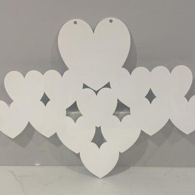 Hanging Family of Hearts 3mm Acrylic - 13 Hearts (1 Big Heart & 12 Small Hearts) - 3mm White