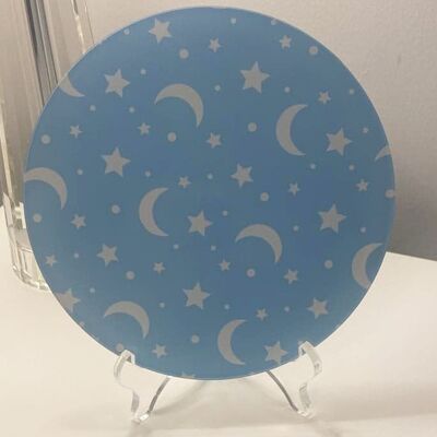 UV Printed 16cm Round Plaque With Stand - Blue