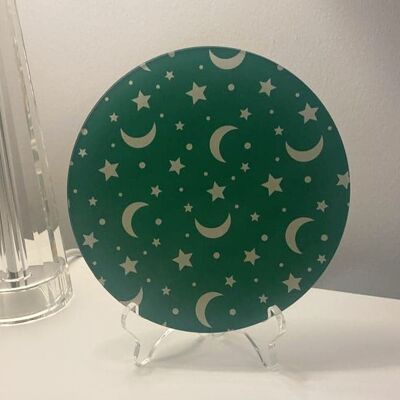 UV Printed 16cm Round Plaque With Stand - Green