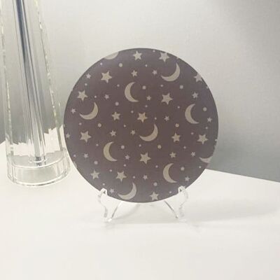 UV Printed 16cm Round Plaque With Stand - Grey