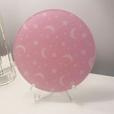 UV Printed 16cm Round Plaque With Stand - Pink
