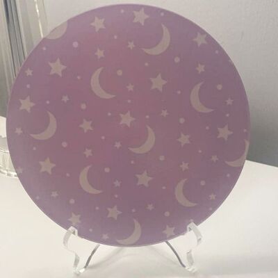 UV Printed 16cm Round Plaque With Stand - Purple