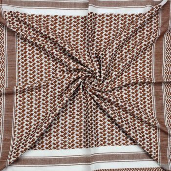 Tissu Pali - blanc - marron - Tissu Kufiya PLO 3