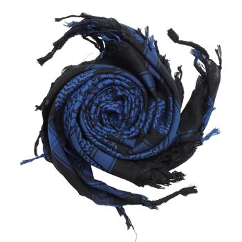 Tissu Pali - noir - bleu-bleu foncé - Tissu Kufiya PLO 2