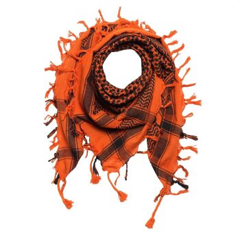 Tissu Pali - orange - noir - Tissu Kufiya PLO 1