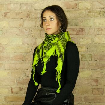 Tissu Pali - vert-vert fluo - noir - Tissu Kufiya PLO 7