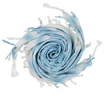 Tissu Pali - blanc - bleu-bleu clair - Tissu Kufiya PLO 2